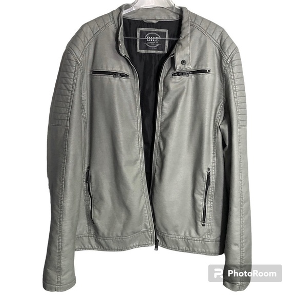 BKE Standard Fit Light Grey Faux Leather Biker Jacket size XXXL - Picture 1 of 10